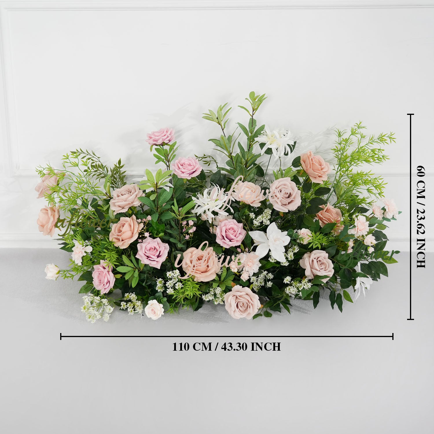 Uflower Champagne Pink Rose Green Leaf Hang Flower Floor Floral Wedding Party Event Props